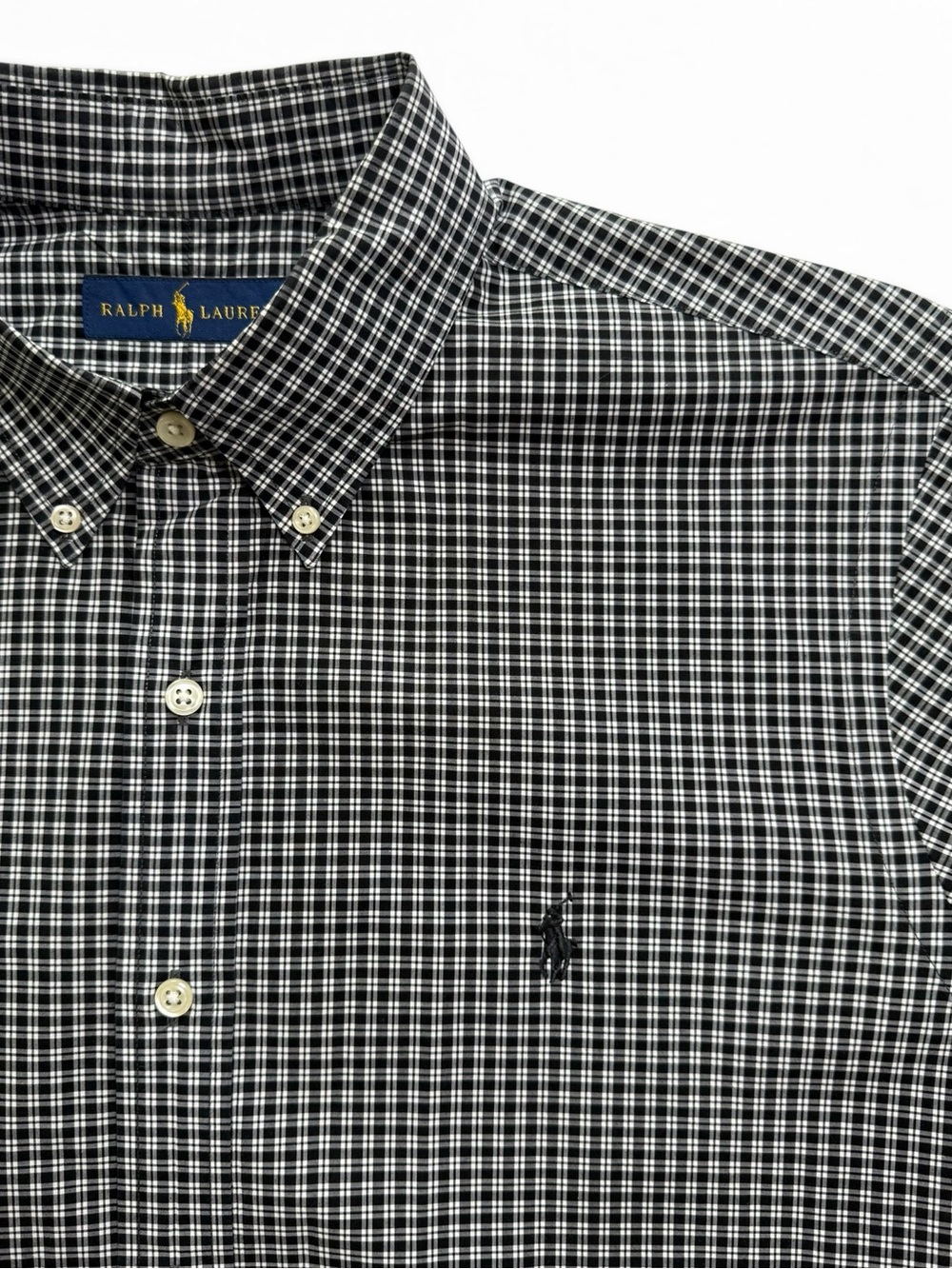 Polo Ralph Lauren Black White Micro Check Button Down Shirt Men’s Large
